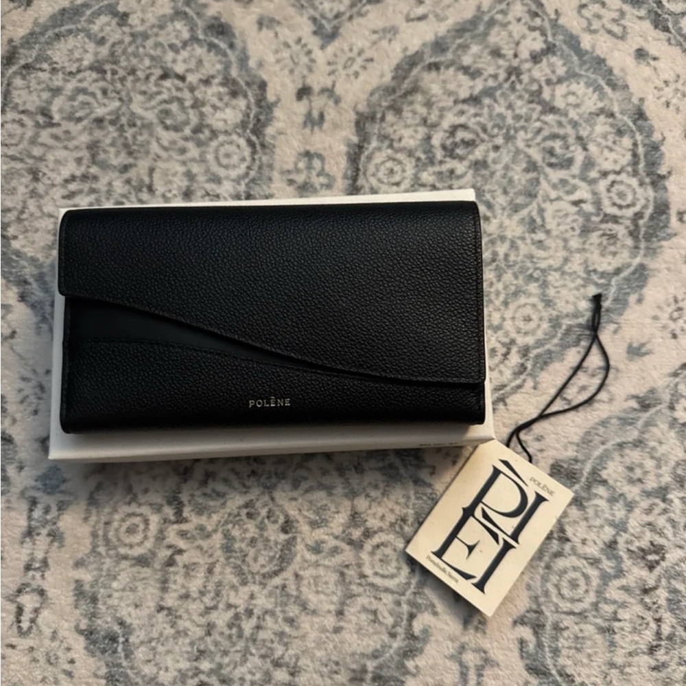 Polène Black Leather Wallet (Sierra Noir)